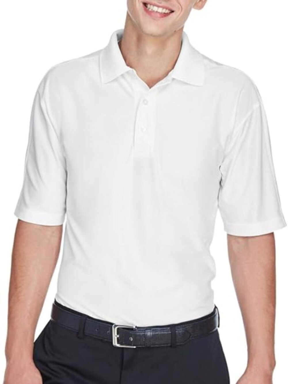 NEW Ultraclub Men’s White Performance Polo Shirt